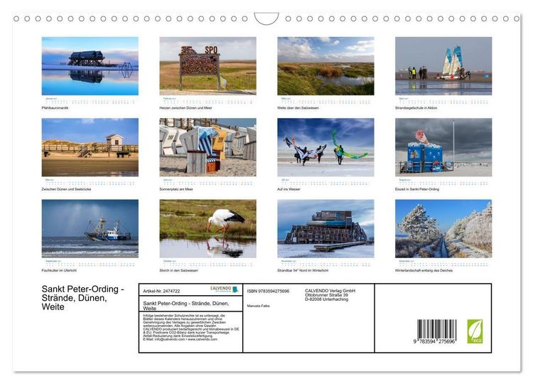 Produktbild: Sankt Peter-Ording - Str&auml;nde, D&uuml;nen, Weite (Wandkalender 2027 DIN A3 quer), CALVENDO Monatskalender
