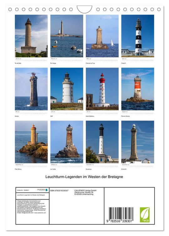 Produktbild: Leuchtturm-Legenden im Westen der Bretagne (Wandkalender 2026 DIN A4 hoch), CALVENDO Monatskalender