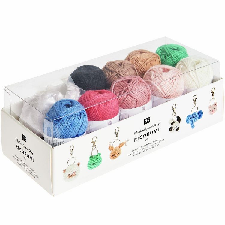 Produktbild: Ricorumi H&auml;kelset "Schl&uuml;sselanh&auml;nger Chingu" - Animals, 9 Farben, 7 Schl&uuml;sselringe, H&auml;kelnadel, N&auml;hnadel, Anleitung D/GB/F/NL/ES