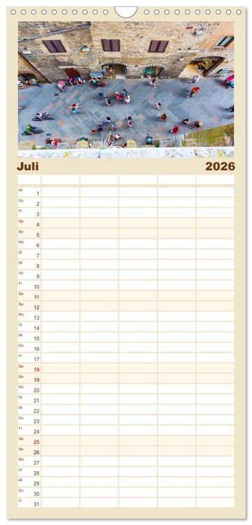Produktbild: Familienplaner 2026 - San Gimignano, die Stadt der T&uuml;rme mit 5 Spalten (Wandkalender, 21 x 45 cm) CALVENDO