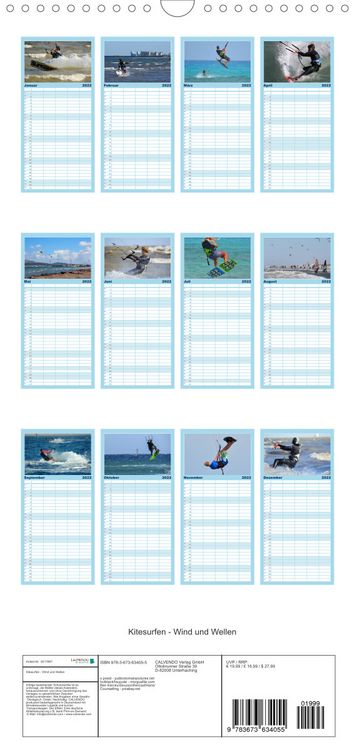 Produktbild: Familienplaner Kitesurfen - Wind und Wellen (Wandkalender 2022 , 21 cm x 45 cm, hoch)