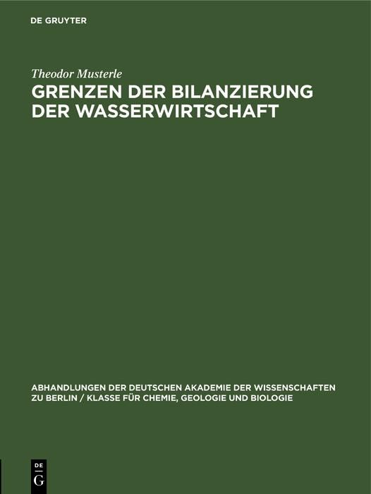 Produktbild: Grenzen der Bilanzierung der Wasserwirtschaft
