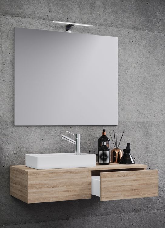 Produktbild: 3-tlg G&auml;ste WC Waschplatz Waschtisch Gudas Spiegel