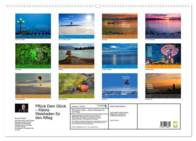 Produktbild: Pfl&uuml;ck Dein Gl&uuml;ck &ndash; Kleine Weisheiten f&uuml;r den Alltag (Wandkalender 2026 DIN A2 quer), CALVENDO Monatskalender