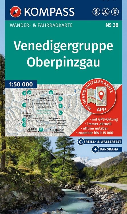 Produktbild: KOMPASS Wanderkarte 38 Venedigergruppe, Oberpinzgau 1:50.000