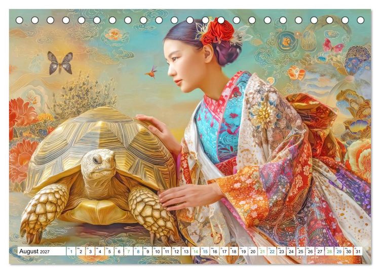 Produktbild: Japanisch inspirierte Werke - Mit Japans traditionellen Tieren (Tischkalender 2027 DIN A5 quer), CALVENDO Monatskalender