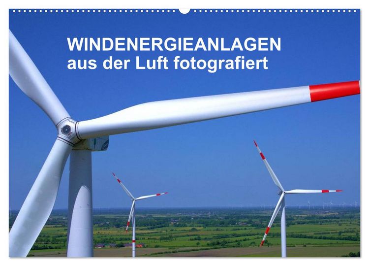 Produktbild: Windkraftanlagen aus der Luft fotografiert (Wandkalender 2026 DIN A2 quer), CALVENDO Monatskalender