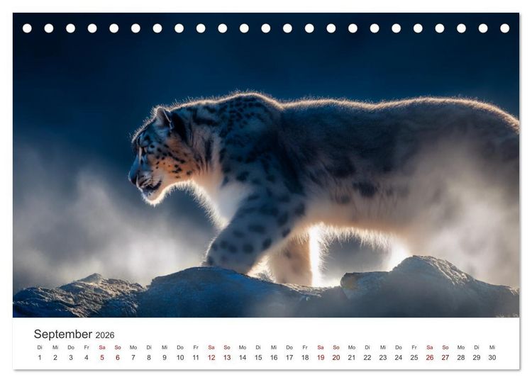 Produktbild: Geist des Gebirges - Ein Jahr in der wilden Welt der Schneeleoparden (Tischkalender 2026 DIN A5 quer), CALVENDO Monatskalender