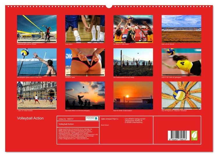 Produktbild: Volleyball Action (hochwertiger Premium Wandkalender 2026 DIN A2 quer), Kunstdruck in Hochglanz