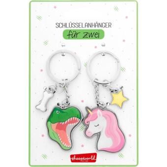 Produktbild: Paar-Schl&uuml;sselanh&auml;nger "Dino, Einhorn"