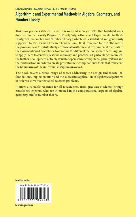 Produktbild: Algorithmic and Experimental Methods in Algebra, Geometry, and Number Theory
