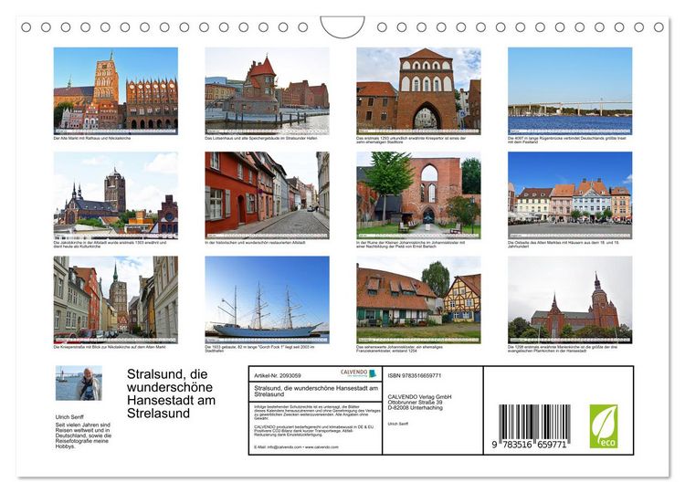 Produktbild: Stralsund, die wundersch&ouml;ne Hansestadt am Strelasund (Wandkalender 2026 DIN A4 quer), CALVENDO Monatskalender