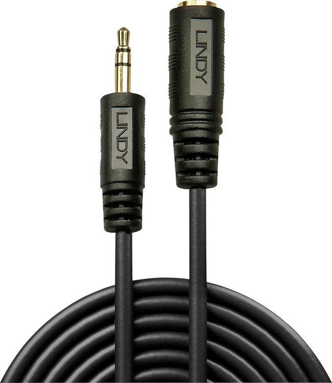 Produktbild: LINDY 35652 Klinke Audio Verl&auml;ngerungskabel [1x Klinkenstecker 3.5 mm - 1x Klinkenbuchse 3.5 mm] 2.00 m Schwarz