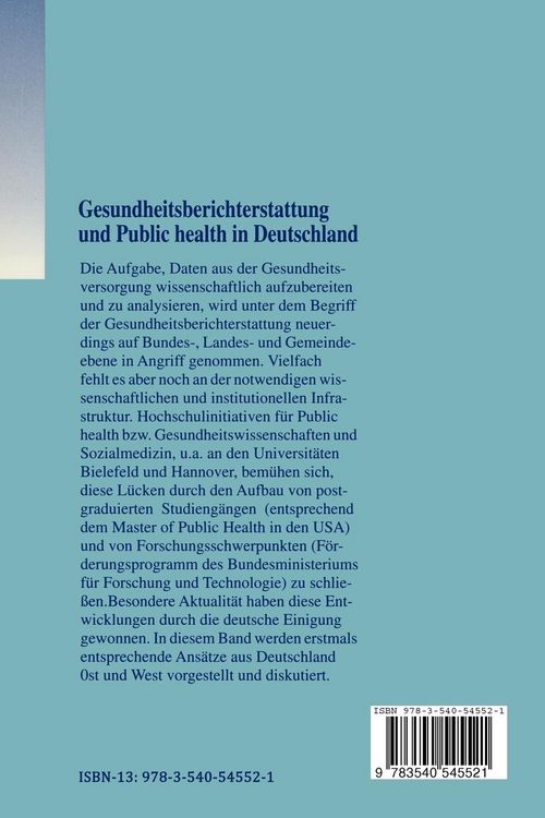 Produktbild: Gesundheitsberichterstattung und Public health in Deutschland