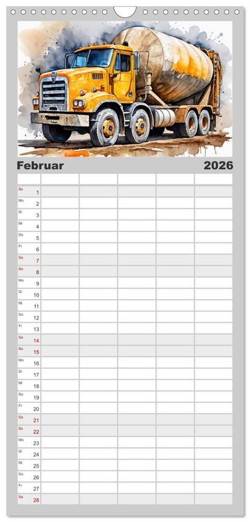 Produktbild: Familienplaner 2026 - Nostalgische Trucks mit 5 Spalten (Wandkalender, 21 x 45 cm) CALVENDO