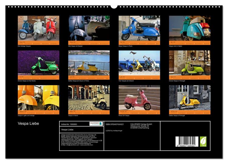 Produktbild: Vespa Liebe (hochwertiger Premium Wandkalender 2026 DIN A2 quer), Kunstdruck in Hochglanz