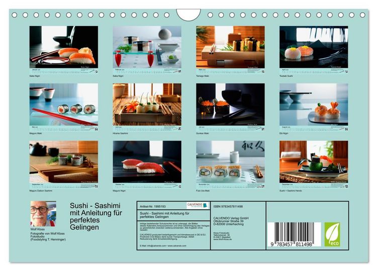 Produktbild: Sushi - Sashimi mit Anleitung f&uuml;r perfektes Gelingen (Wandkalender 2026 DIN A4 quer), CALVENDO Monatskalender