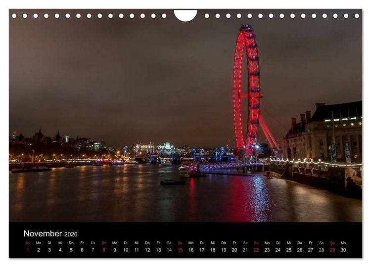 Produktbild: London - Nachts an der Themse (Wandkalender 2026 DIN A4 quer), CALVENDO Monatskalender