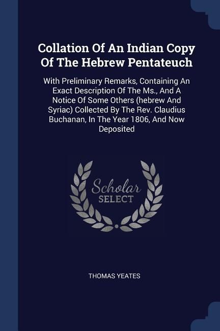 Produktbild: Collation Of An Indian Copy Of The Hebrew Pentateuch