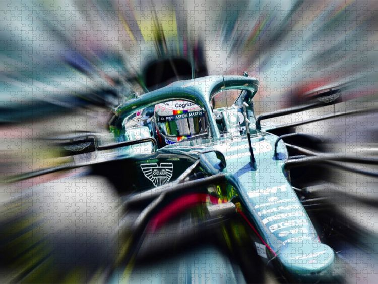 Produktbild: CALVENDO Puzzle Der viermalige Weltmeister Sebastian Vettel aus Deutschland startete 2021 erstmals f&uuml;r das britische Team Aston Martin. | 1000 Teile L