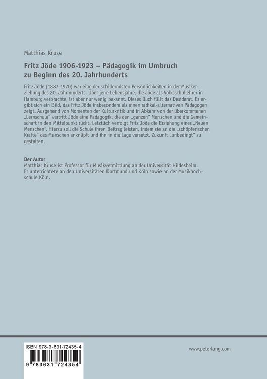 Produktbild: Fritz J&ouml;de 1906-1923 &ndash; P&auml;dagogik im Umbruch zu Beginn des 20. Jahrhunderts