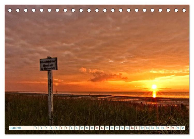 Produktbild: Sonnenunterg&auml;nge, an der Nordseek&uuml;ste vor Cuxhaven (Tischkalender 2026 DIN A5 quer), CALVENDO Monatskalender