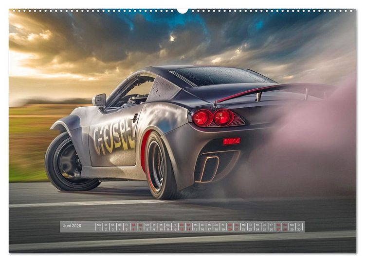 Produktbild: Fantasievolle Rennautos - Im Rausch der Geschwindigkeit (hochwertiger Premium Wandkalender 2026 DIN A2 quer), Kunstdruck in Hochglanz