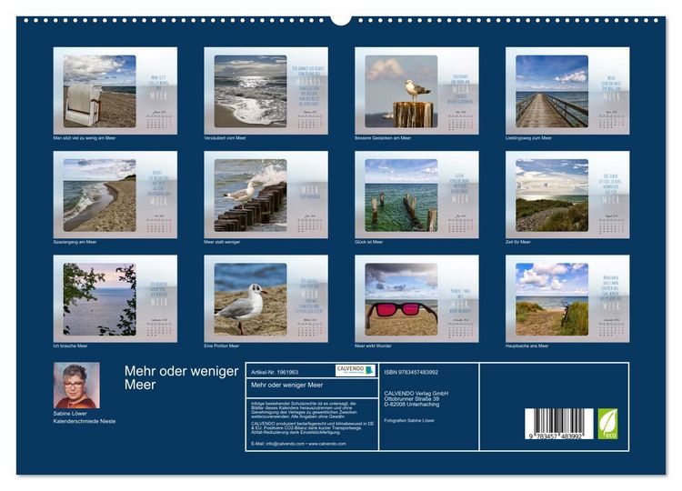 Produktbild: Mehr oder weniger Meer (hochwertiger Premium Wandkalender 2026 DIN A2 quer), Kunstdruck in Hochglanz