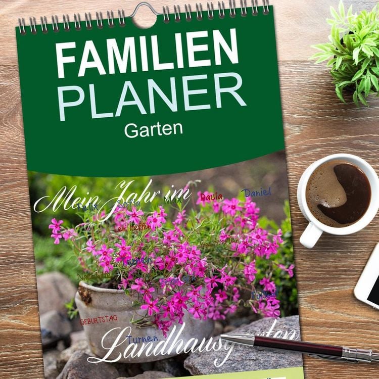 Produktbild: Familienplaner 2026 - Mein Jahr im Landhausgarten mit 5 Spalten (Wandkalender, 21 x 45 cm) CALVENDO