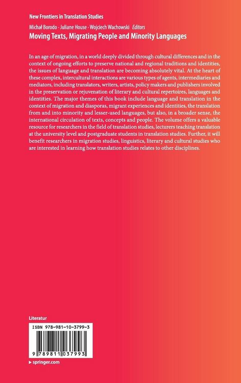 Produktbild: Moving Texts, Migrating People and Minority Languages