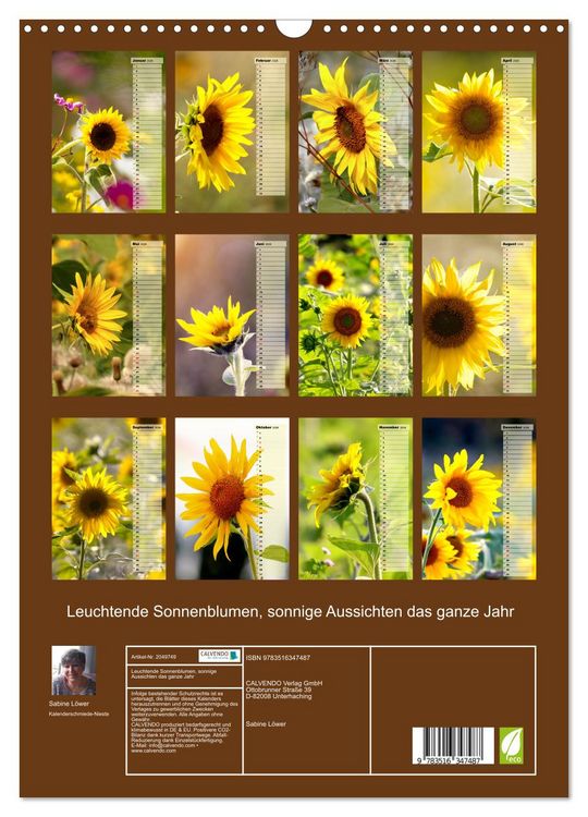 Produktbild: Leuchtende Sonnenblumen, sonnige Aussichten das ganze Jahr (Wandkalender 2026 DIN A3 hoch), CALVENDO Monatskalender