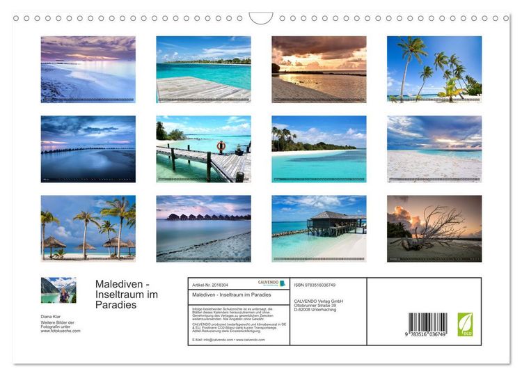 Produktbild: Malediven - Inseltraum im Paradies (Wandkalender 2026 DIN A3 quer), CALVENDO Monatskalender