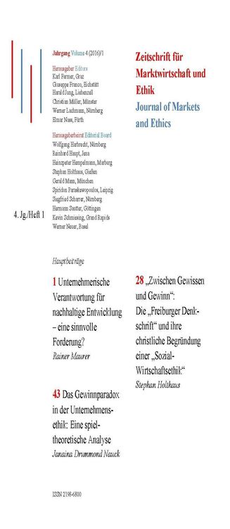 Produktbild: Unternehmerische Verantwortung f&uuml;r nachhaltige Entwicklung - eine sinnvolle Forderung? "Zwischen Gewissen und Gewinn": Die "Freiburger Denkschrift" un