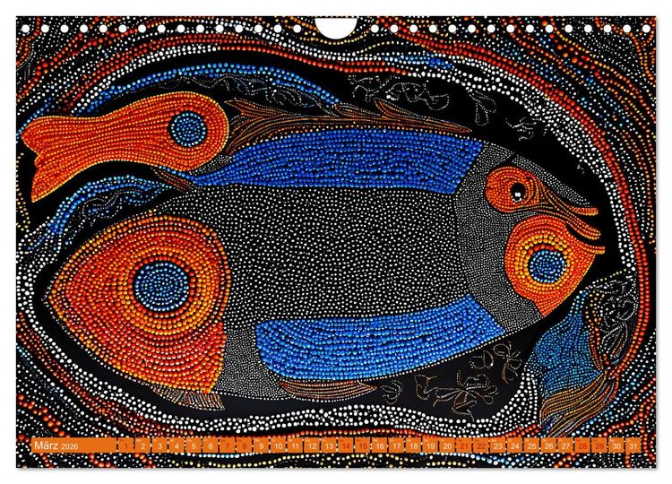 Produktbild: Traumzeit - KI-generierte Aborigine-Kunst aus dem Herzen Australiens (Wandkalender 2026 DIN A4 quer), CALVENDO Monatskalender