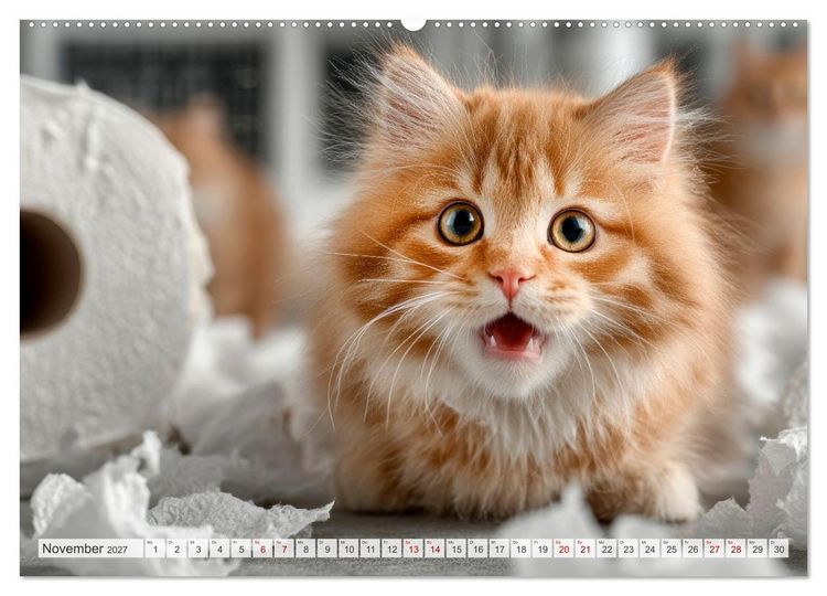 Produktbild: Katzen - Jeder Moment ein Abenteuer (hochwertiger Premium Wandkalender 2027 DIN A2 quer), Kunstdruck in Hochglanz