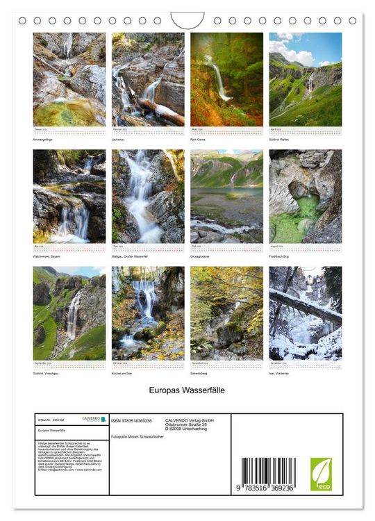 Produktbild: Europas Wasserf&auml;lle (Wandkalender 2026 DIN A4 hoch), CALVENDO Monatskalender