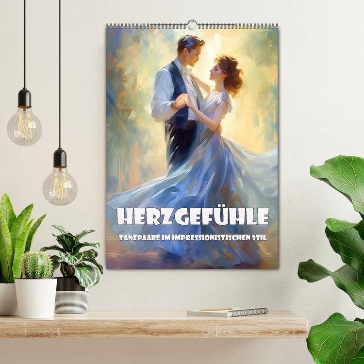 Produktbild: Herzgef&uuml;hle &ndash; Tanzpaare im impressionistischen Stil (Wandkalender 2026 DIN A2 hoch), CALVENDO Monatskalender