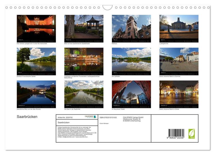 Produktbild: Saarbr&uuml;cken (Wandkalender 2026 DIN A3 quer), CALVENDO Monatskalender