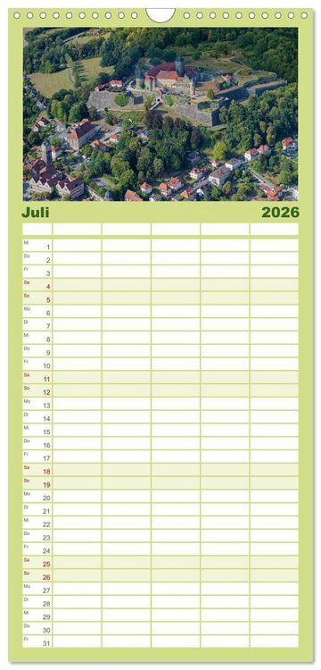 Produktbild: Familienplaner 2026 - Oberfranken aus der Vogelperspektive mit 5 Spalten (Wandkalender, 21 x 45 cm) CALVENDO