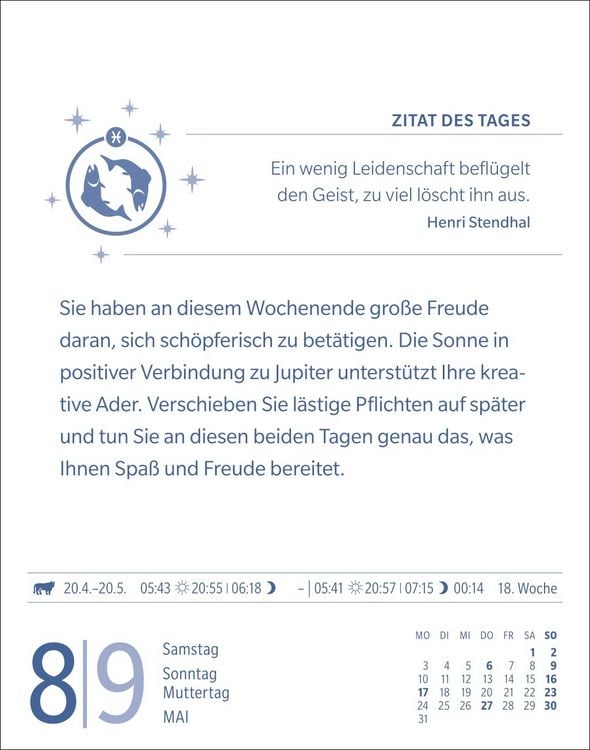 Produktbild: Fische Sternzeichenkalender 2027 - Tagesabrei&szlig;kalender - Ihr Horoskop f&uuml;r jeden Tag