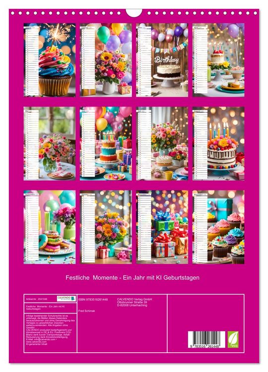 Produktbild: Festliche Momente - Ein Jahr mit KI Geburtstagen (Wandkalender 2026 DIN A3 hoch), CALVENDO Monatskalender
