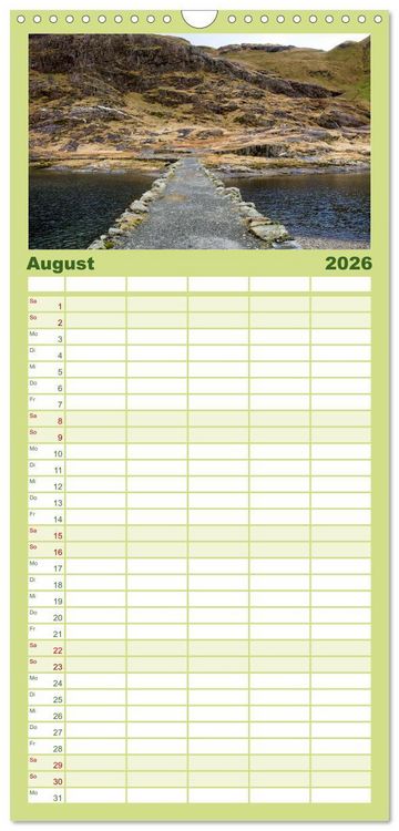 Produktbild: Familienplaner 2026 - Wales - Eine spektakul&auml;re Reise in ein bezauberndes Land. mit 5 Spalten (Wandkalender, 21 x 45 cm) CALVENDO