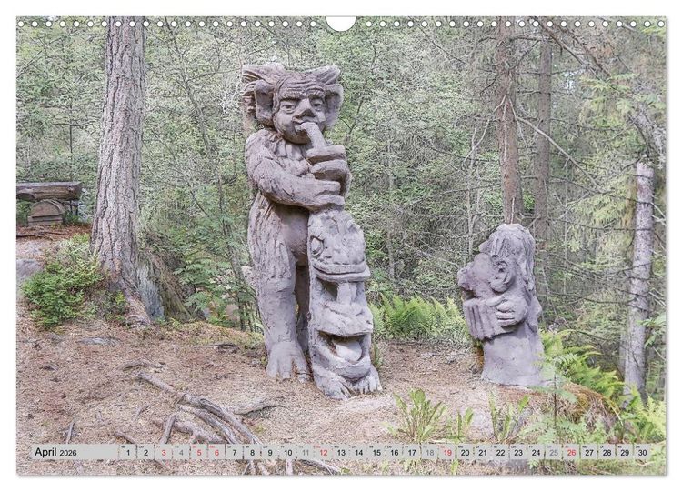 Produktbild: Die Trolle von Gamleby - Schweden - Skulpturen von Jan Pol (Wandkalender 2026 DIN A3 quer), CALVENDO Monatskalender
