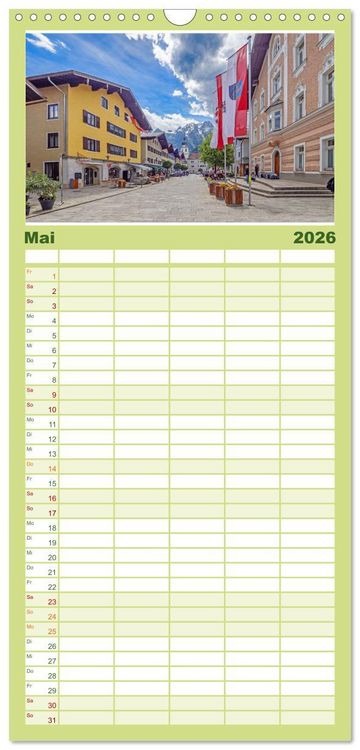 Produktbild: Familienplaner 2026 - Herzliche Gr&uuml;&szlig;e aus Kuchl mit 5 Spalten (Wandkalender, 21 x 45 cm) CALVENDO