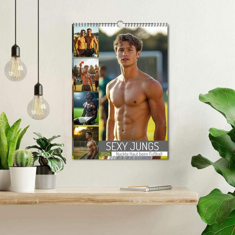 Produktbild: SEXY JUNGS - Nackte Haut beim Fu&szlig;ball (Wandkalender 2026 DIN A3 hoch), CALVENDO Monatskalender