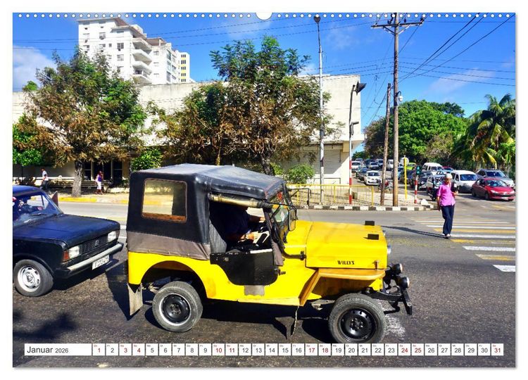 Produktbild: Willys Jeep - Eine amerikanische Legende auf Kuba (Wandkalender 2026 DIN A2 quer), CALVENDO Monatskalender