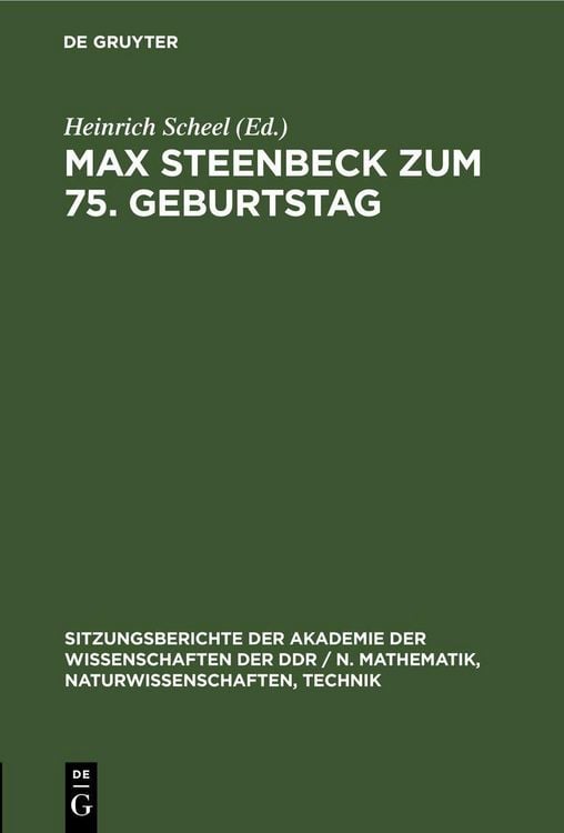 Produktbild: Max Steenbeck zum 75. Geburtstag