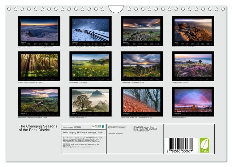 Produktbild: The Changing Seasons of the Peak District (Wall Calendar 2026 DIN A4 landscape), CALVENDO 12 Month Wall Calendar