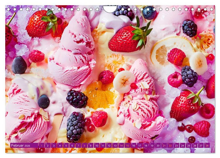 Produktbild: Eiscreme-Tr&auml;ume - S&uuml;&szlig;e Verlockung und florale Sch&ouml;nheiten (Wandkalender 2026 DIN A4 quer), CALVENDO Monatskalender