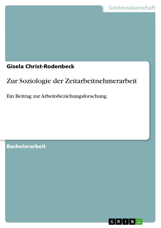 Produktbild: Zur Soziologie der Zeitarbeitnehmerarbeit